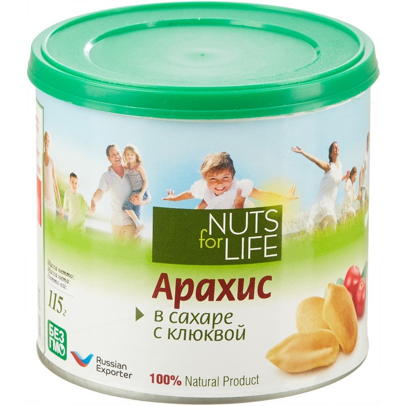 Арахис Nuts for life обжаренный с клюквой, 115 г