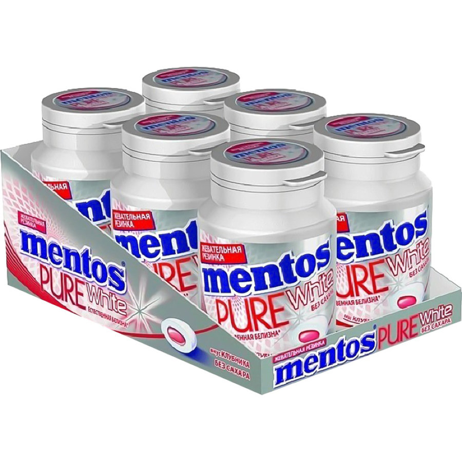 Жевательная резинка Mentos Pure White Клубника, 54г