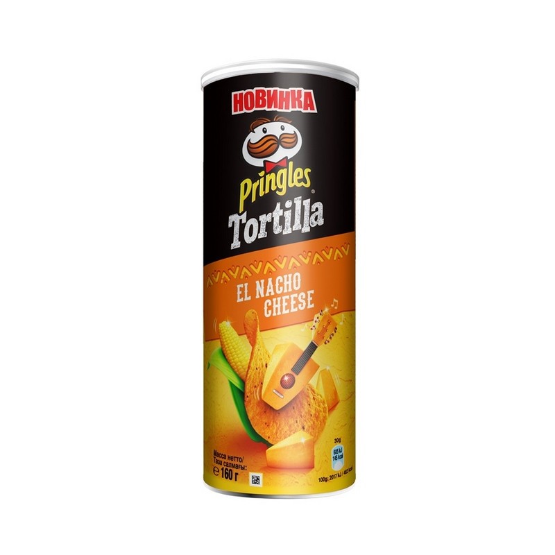 Чипсы Pringles Tortilla кукурузные со вкусом сыра Начо, 160гр.