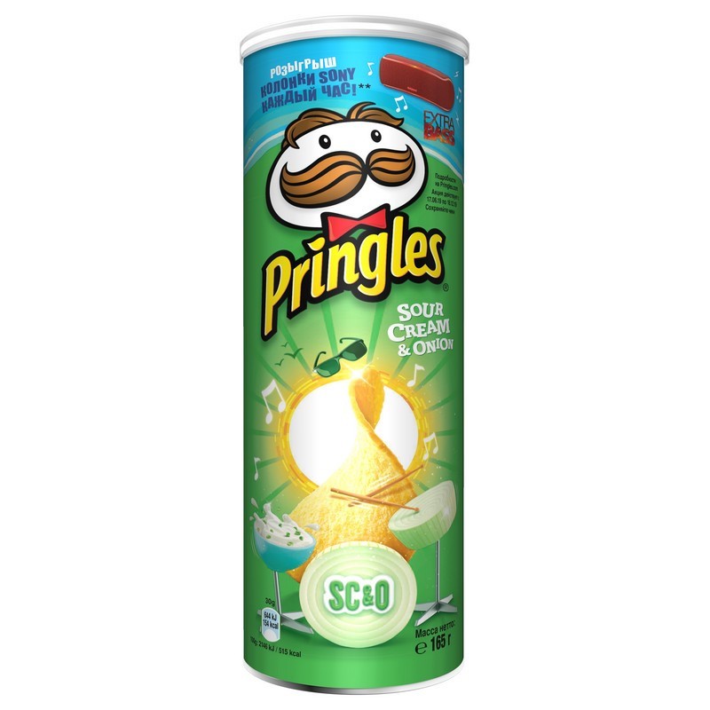 Чипсы Pringles со вкусом сметаны и лука, 165гр.