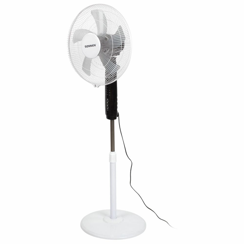 Вентилятор напольный, 3 режима, пульт ДУ, SONNEN TF-45W-40-520, d=40 см, 45 Вт, белый, 454788, F
