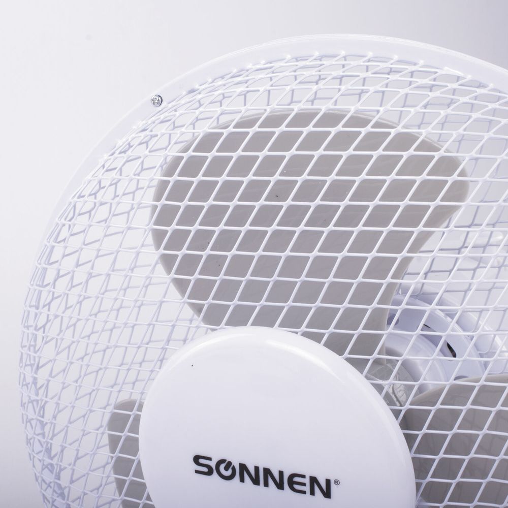 Вентилятор настольный SONNEN FT23-B6, d=23 см, 25 Вт, на подставке, 2 скоростных режима, белый/серый