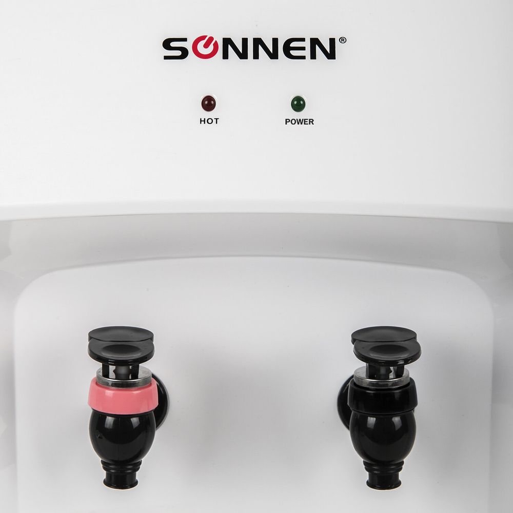 Кулер водонагреватель БЕЗ ОХЛАЖДЕНИЯ, SONNEN TSH-02T, настольный, 2 крана, белый