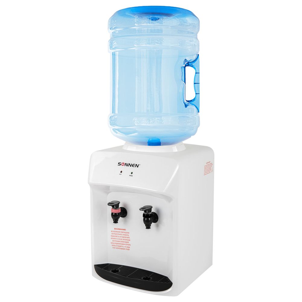 Кулер водонагреватель БЕЗ ОХЛАЖДЕНИЯ, SONNEN TSH-02T, настольный, 2 крана, белый