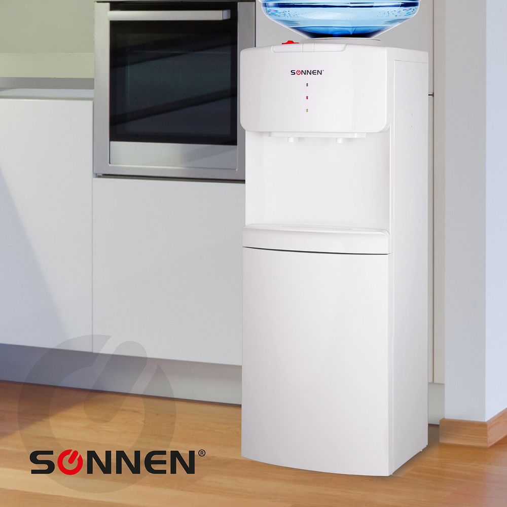 Кулер водораздатчик БЕЗ НАГРЕВА И ОХЛАЖДЕНИЯ, SONNEN FS-02N, напольный, 2 крана, белый