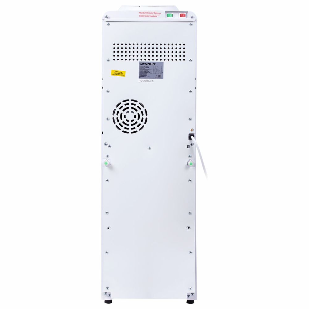 Кулер для воды SONNEN FE-02, напольный, НАГРЕВ/ОХЛАЖДЕНИЕ ЭЛЕКТРОННОЕ, 2 крана, белый