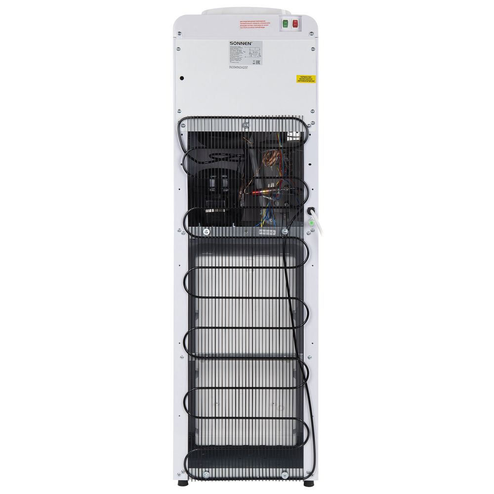 Кулер для воды SONNEN FSC-02AC, напольный, НАГРЕВ/ОХЛАЖДЕНИЕ КОМПРЕССОР, шкаф, 2 крана, белый