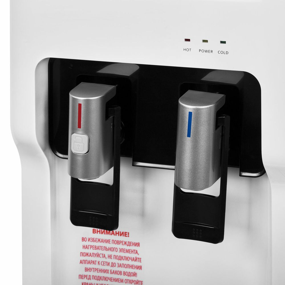 Кулер для воды SONNEN FSE-02A, напольный, НАГРЕВ/ОХЛАЖДЕНИЕ ЭЛЕКТРОННОЕ, 2 крана, белый