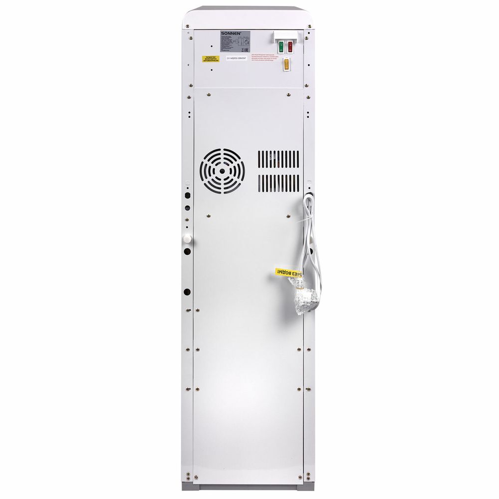 Кулер для воды SONNEN FSE-02BW, напольный, нагрев/охлаждение, НИЖНЯЯ ЗАГРУЗКА, 2 крана, белый