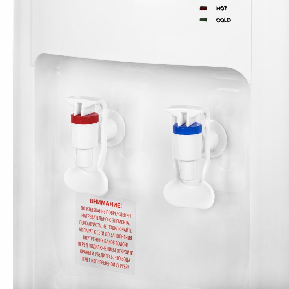 Кулер для воды SONNEN FSE-02W, напольный, НАГРЕВ/ОХЛАЖДЕНИЕ ЭЛЕКТРОННОЕ, 2 крана, белый