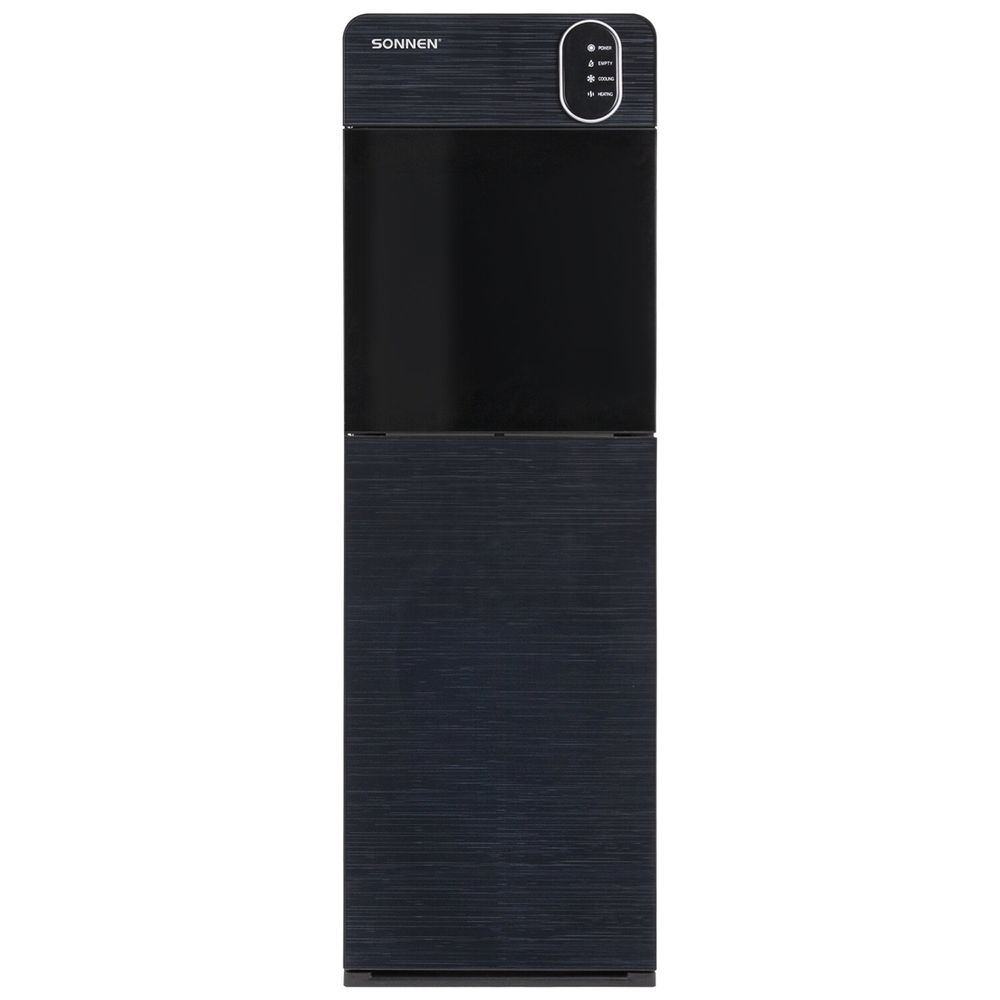 Кулер для воды SONNEN FSE-03Bi напольный, нагрев/охлаждение, НИЖНЯЯ ЗАГРУЗКА, 3 крана, графит