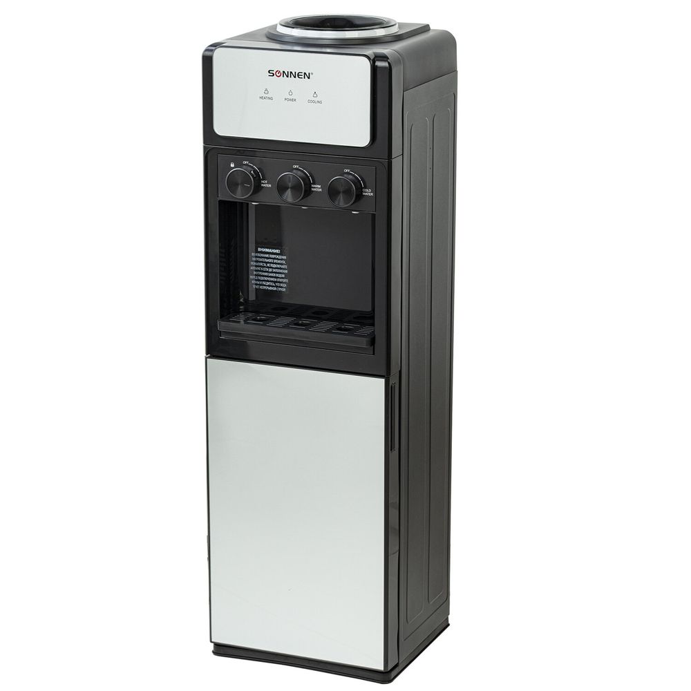 Кулер для воды SONNEN FSE-03Ri, напольный, НАГРЕВ/ОХЛАЖДЕНИЕ ЭЛЕКТРОННОЕ, 3 крана, шкаф