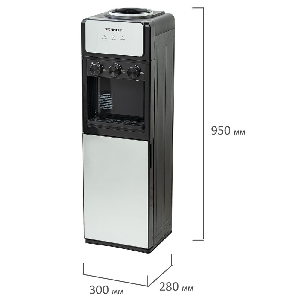 Кулер для воды SONNEN FSE-03Ri, напольный, НАГРЕВ/ОХЛАЖДЕНИЕ ЭЛЕКТРОННОЕ, 3 крана, шкаф