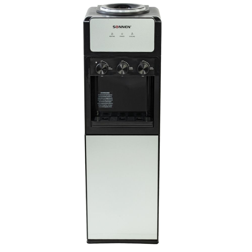 Кулер для воды SONNEN FSE-03Ri, напольный, НАГРЕВ/ОХЛАЖДЕНИЕ ЭЛЕКТРОННОЕ, 3 крана, шкаф