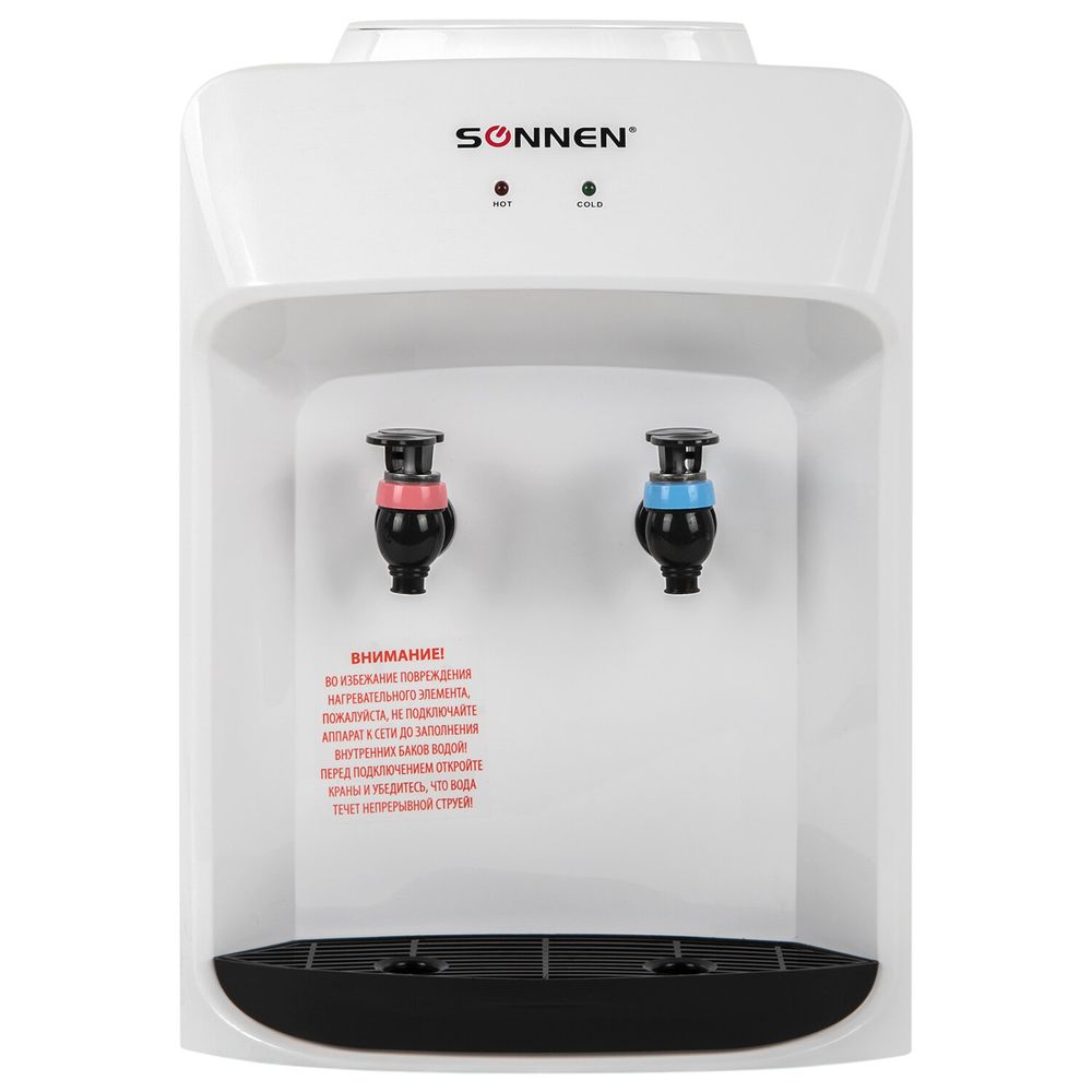 Кулер для воды SONNEN TSE-02WT, настольный, НАГРЕВ/ОХЛАЖДЕНИЕ ЭЛЕКТРОННОЕ, 2 крана, белый