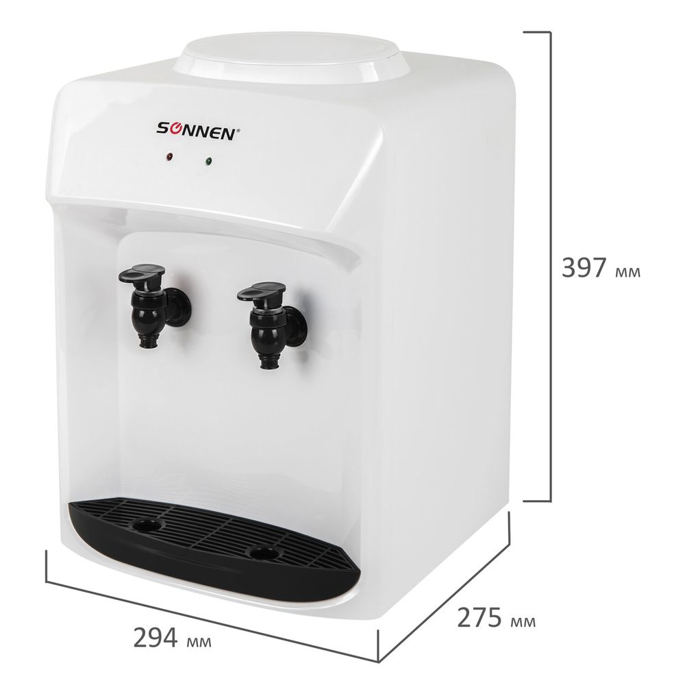 Кулер-водораздатчик БЕЗ НАГРЕВА И ОХЛАЖДЕНИЯ, SONNEN TS-01WT, настольный, 2 крана, белый