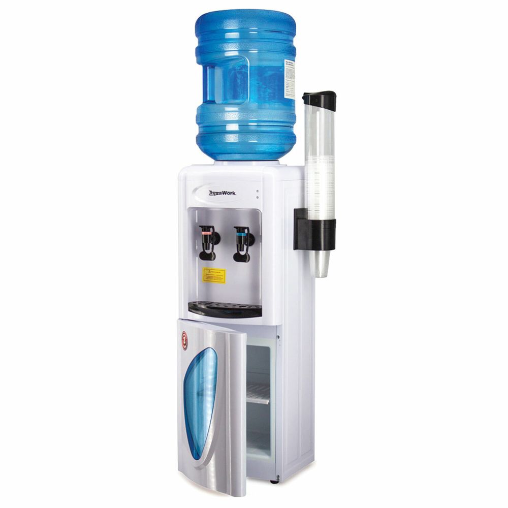 Водораздатчик-кулер БЕЗ НАГРЕВА И ОХЛАЖДЕНИЯ, AQUA WORK 0.7-LWR, напольный, шкаф, 2 крана, белый