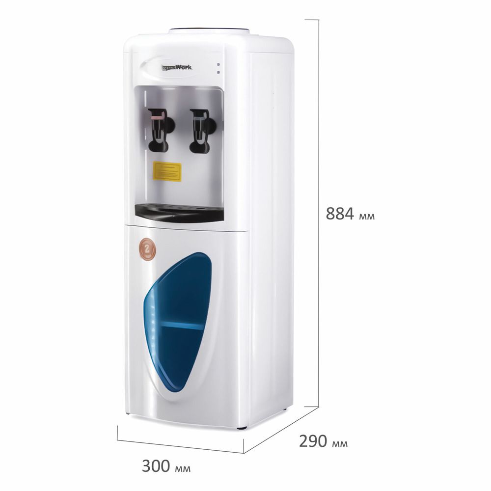 Водораздатчик-кулер БЕЗ НАГРЕВА И ОХЛАЖДЕНИЯ, AQUA WORK 0.7-LWR, напольный, шкаф, 2 крана, белый