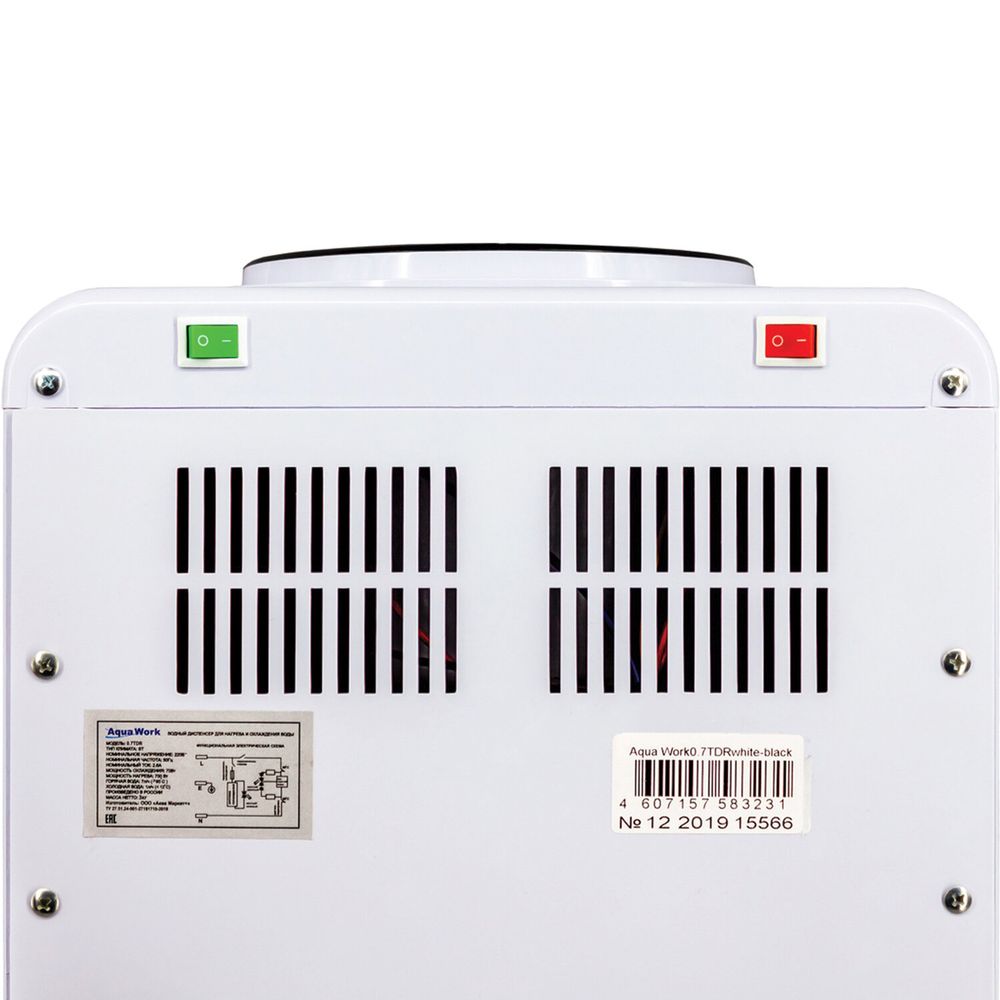 Кулер для воды AQUA WORK 0.7-TDR, настольный, НАГРЕВ/ОХЛАЖДЕНИЕ ЭЛЕКТРОННОЕ, 2 крана, белый