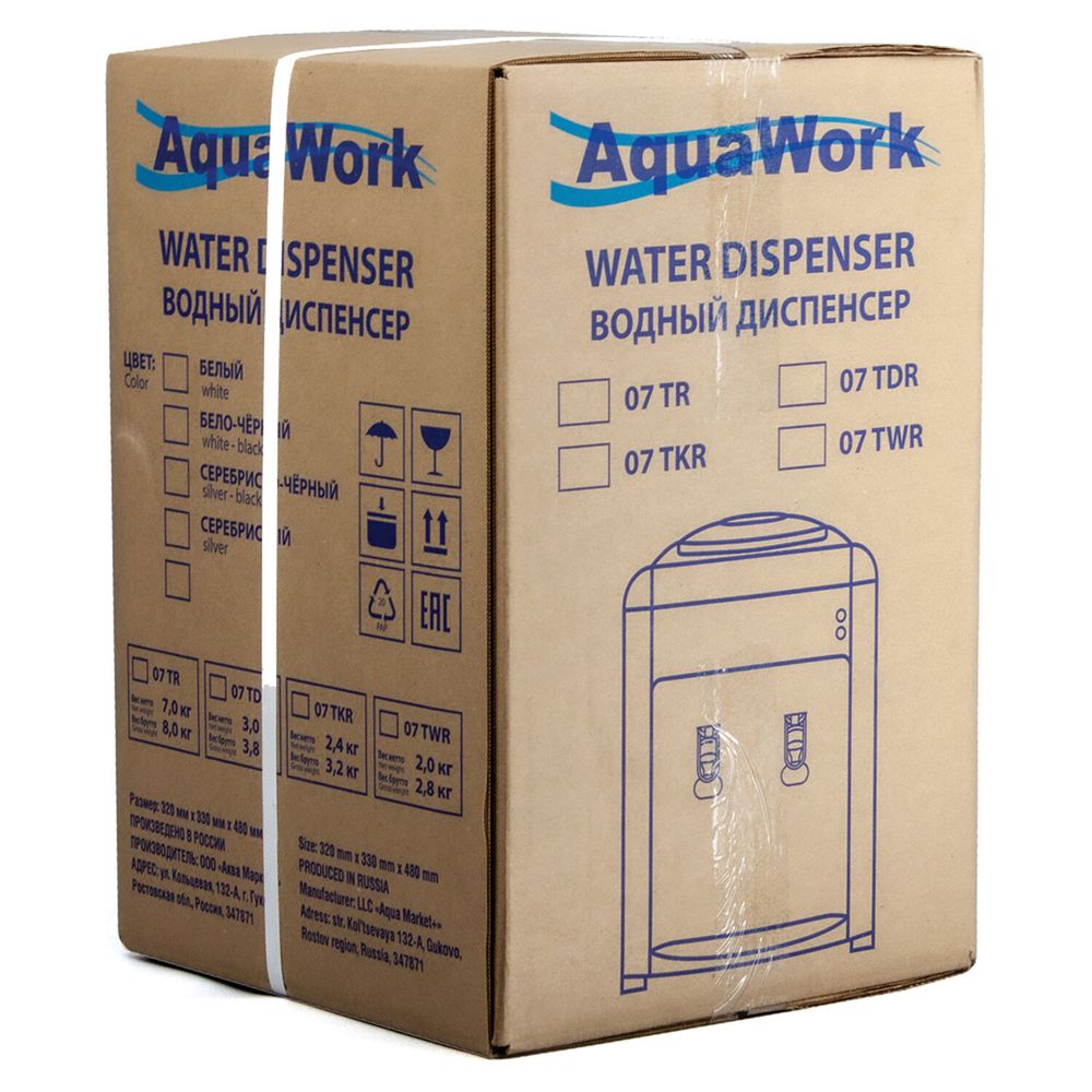 Кулер для воды AQUA WORK 0.7-TDR, настольный, НАГРЕВ/ОХЛАЖДЕНИЕ ЭЛЕКТРОННОЕ, 2 крана, белый