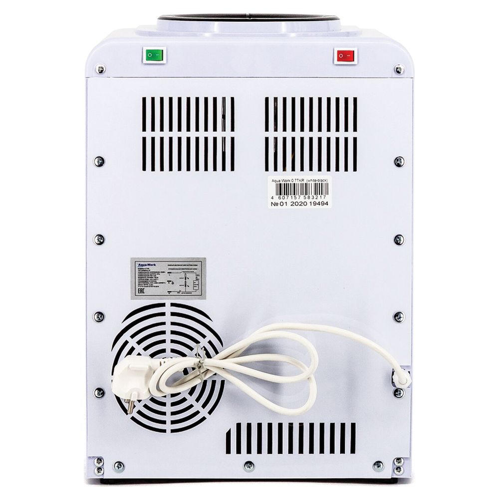 Кулер для воды AQUA WORK 0.7-TDR, настольный, НАГРЕВ/ОХЛАЖДЕНИЕ ЭЛЕКТРОННОЕ, 2 крана, белый