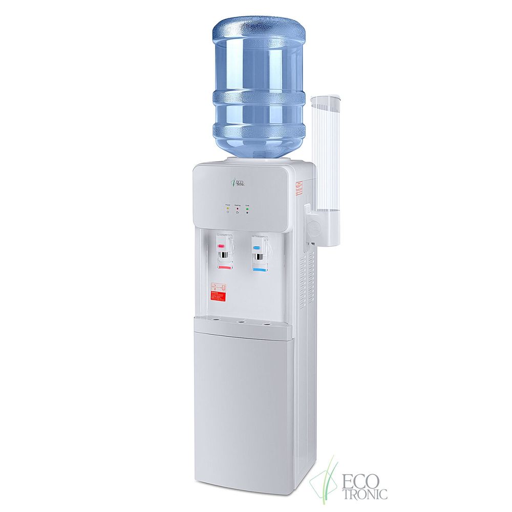 Кулер для воды ECOTRONIC J21-LCE напольный, НАГРЕВ/ОХЛАЖДЕНИЕ ЭЛЕКТРОННОЕ, шкаф, 2 крана белый 12562