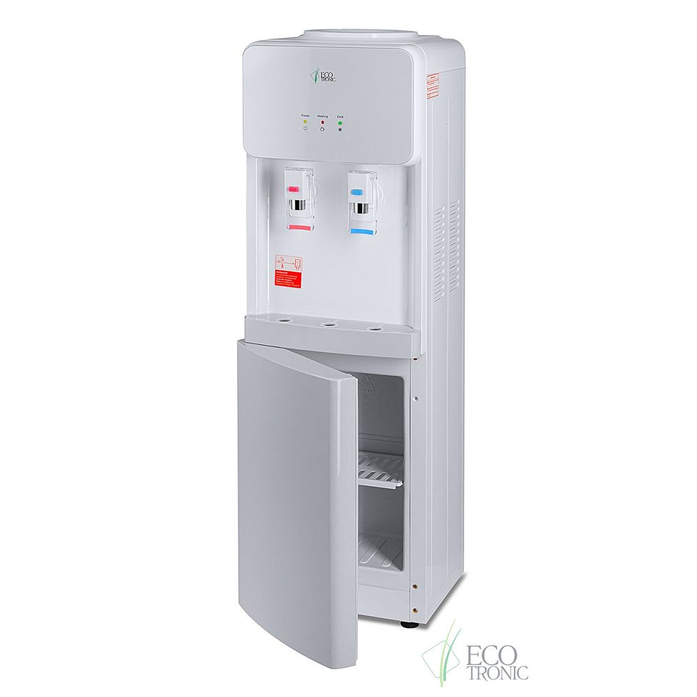 Кулер для воды ECOTRONIC J21-LCE напольный, НАГРЕВ/ОХЛАЖДЕНИЕ ЭЛЕКТРОННОЕ, шкаф, 2 крана белый 12562