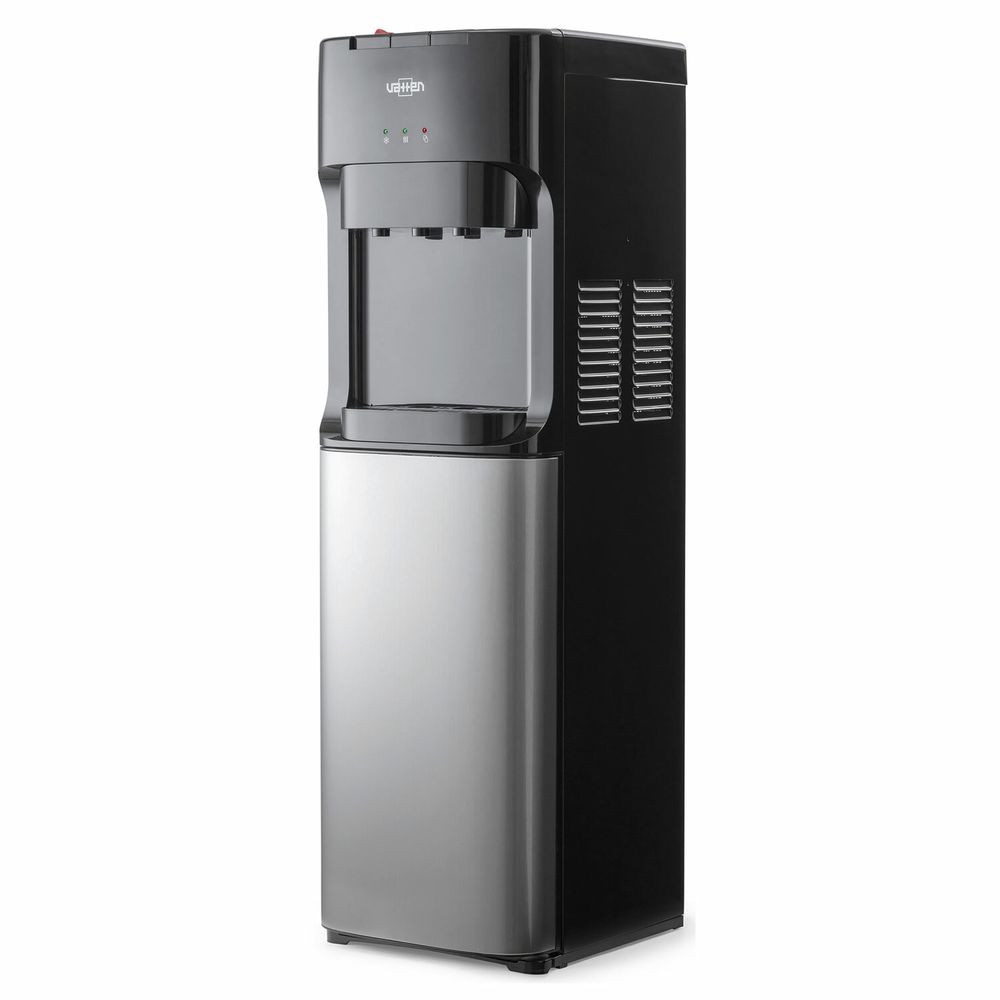 Кулер для воды VATTEN L45NKSTEEL, напольный, НАГРЕВ/ОХЛАЖДЕНИЕ КОМПРЕССОРНОЕ, 3 крана, черный