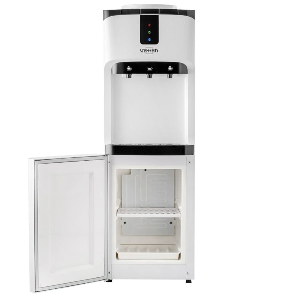 Кулер для воды VATTEN V02WKB, напольный, НАГРЕВ/ОХЛАЖДЕНИЕ КОМПРЕССОР, холодильник, 3 крана, белый