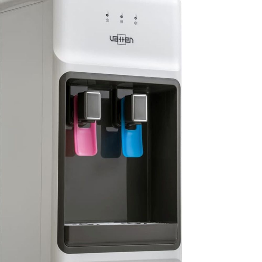 Кулер для воды VATTEN V44WE, напольный, НАГРЕВ/ОХЛАЖДЕНИЕ ЭЛЕКТРОННОЕ, шкаф, 2 крана, белый
