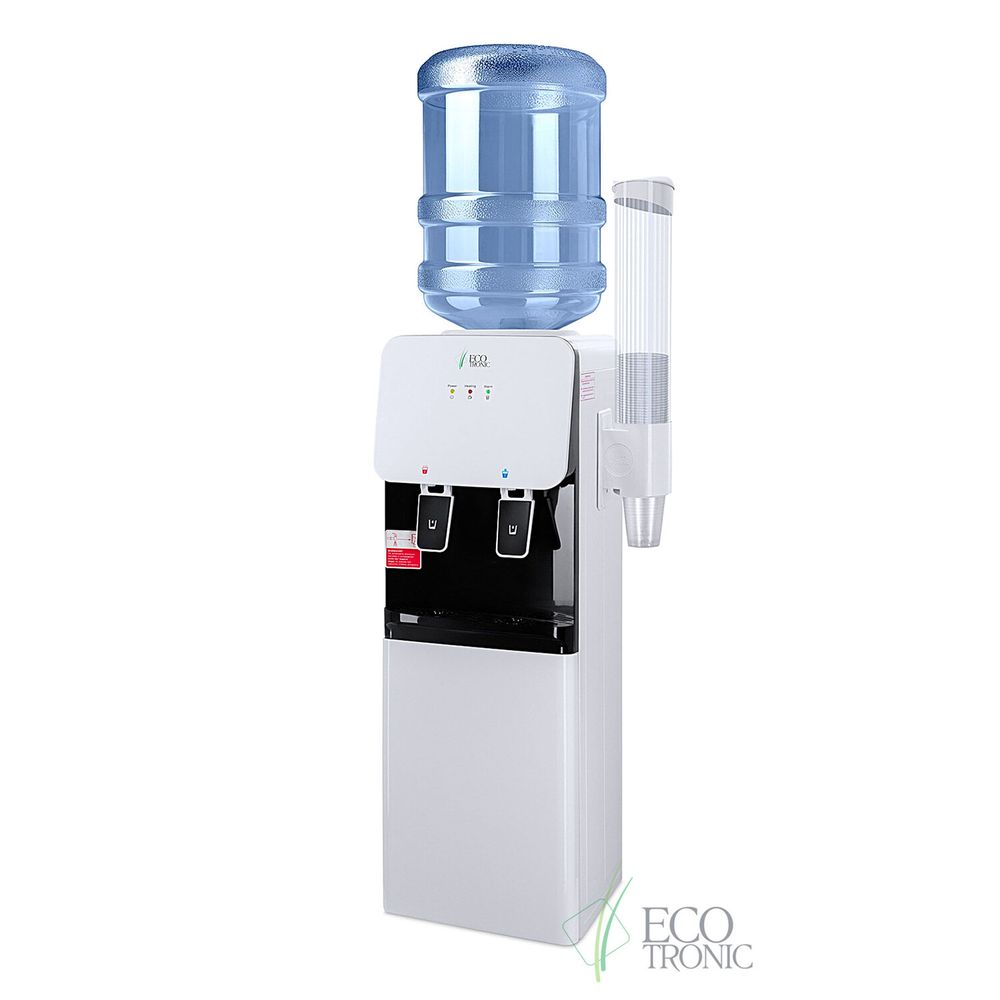 Кулер-водонагреватель БЕЗ ОХЛАЖДЕНИЯ ECOTRONIC J1-LCN XS, напольный, шкаф, 2 крана, белый