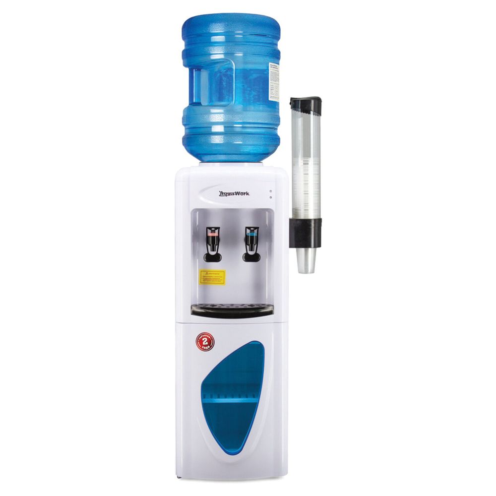 Кулер-водонагреватель БЕЗ ОХЛАЖДЕНИЯ, AQUA WORK 0.7-LKR, напольный, шкаф, 2 крана, белый