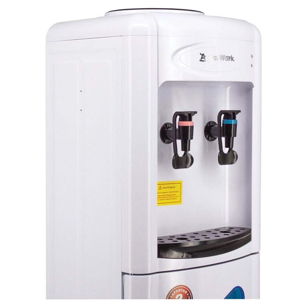Кулер-водонагреватель БЕЗ ОХЛАЖДЕНИЯ, AQUA WORK 0.7-LKR, напольный, шкаф, 2 крана, белый