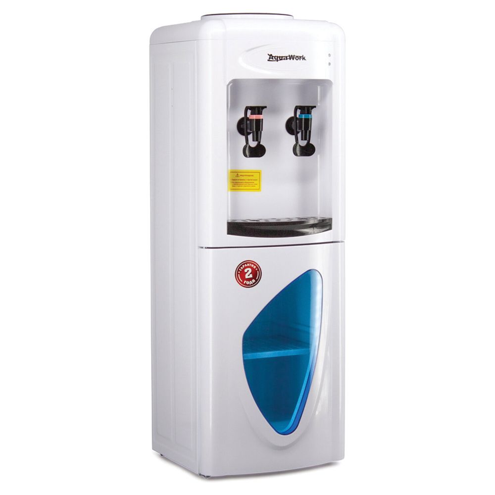 Кулер-водонагреватель БЕЗ ОХЛАЖДЕНИЯ, AQUA WORK 0.7-LKR, напольный, шкаф, 2 крана, белый