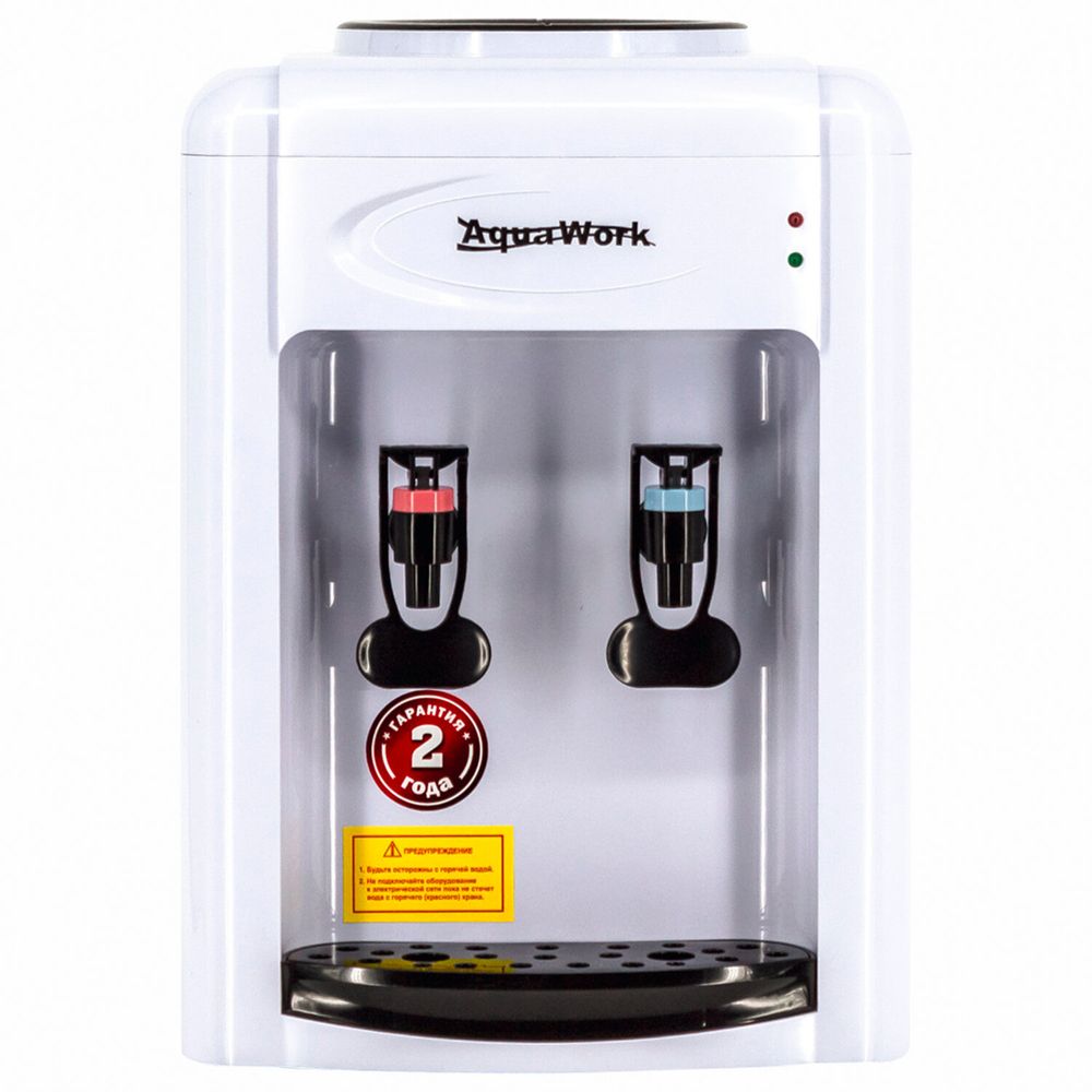 Кулер-водонагреватель БЕЗ ОХЛАЖДЕНИЯ, AQUA WORK 0.7-TKR, настольный, 2 крана, белый/черный