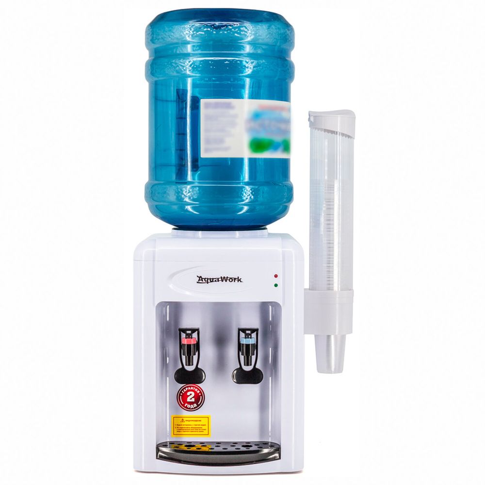 Кулер-водонагреватель БЕЗ ОХЛАЖДЕНИЯ, AQUA WORK 0.7-TKR, настольный, 2 крана, белый/черный