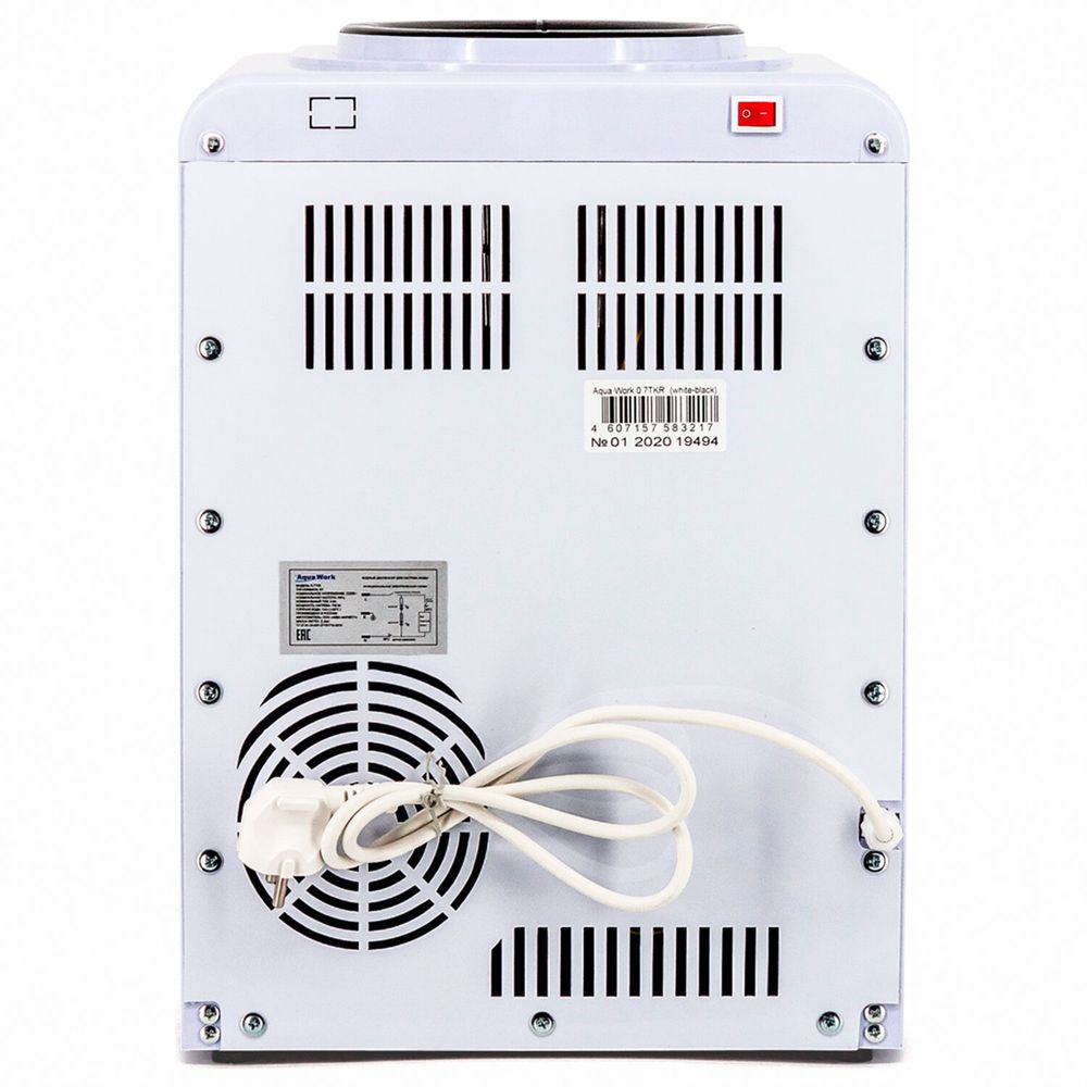 Кулер-водонагреватель БЕЗ ОХЛАЖДЕНИЯ, AQUA WORK 0.7-TKR, настольный, 2 крана, белый/черный
