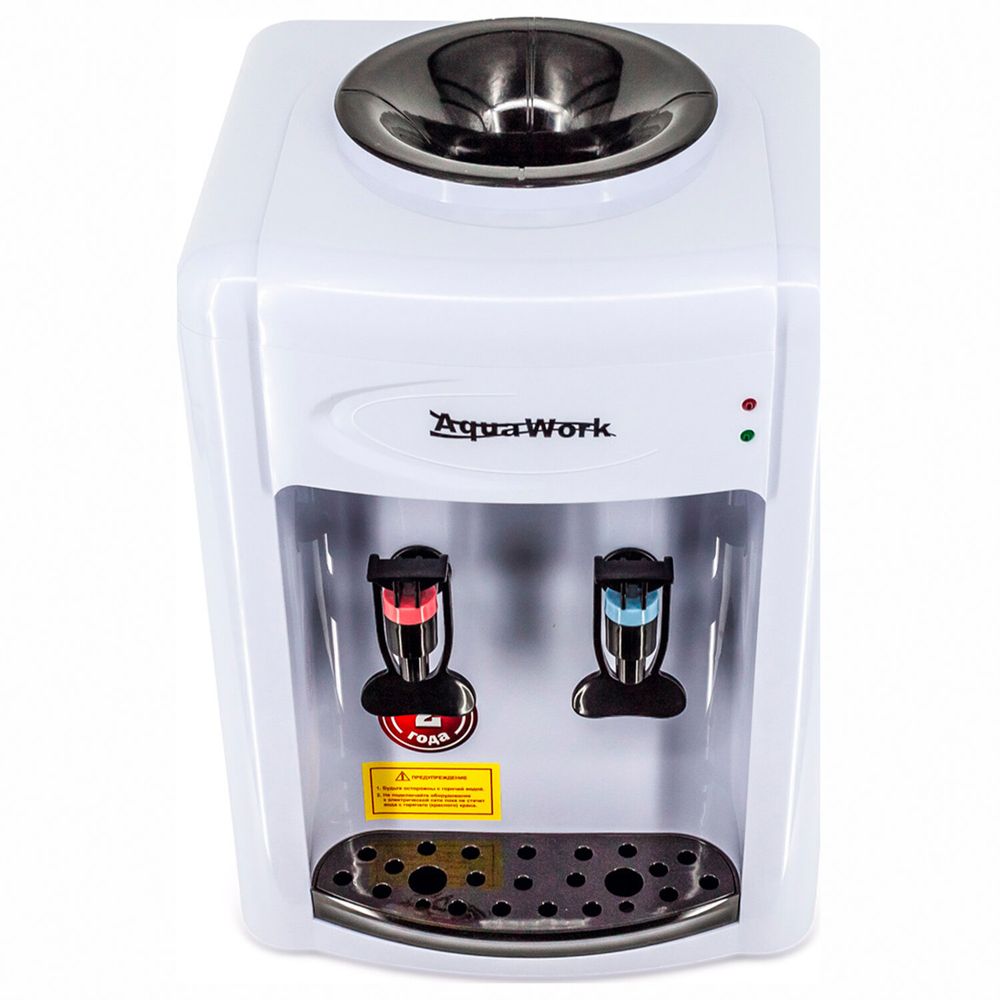 Кулер-водонагреватель БЕЗ ОХЛАЖДЕНИЯ, AQUA WORK 0.7-TKR, настольный, 2 крана, белый/черный