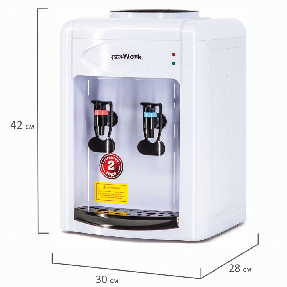 Кулер-водонагреватель БЕЗ ОХЛАЖДЕНИЯ, AQUA WORK 0.7-TKR, настольный, 2 крана, белый/черный