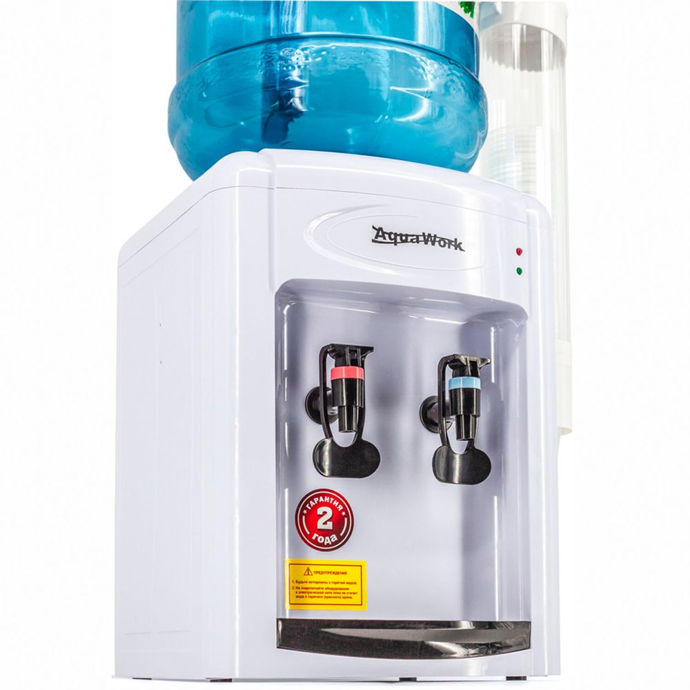 Кулер-водонагреватель БЕЗ ОХЛАЖДЕНИЯ, AQUA WORK 0.7-TKR, настольный, 2 крана, белый/черный