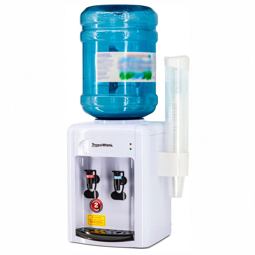 Кулер-водонагреватель БЕЗ ОХЛАЖДЕНИЯ, AQUA WORK 0.7-TKR, настольный, 2 крана, белый/черный