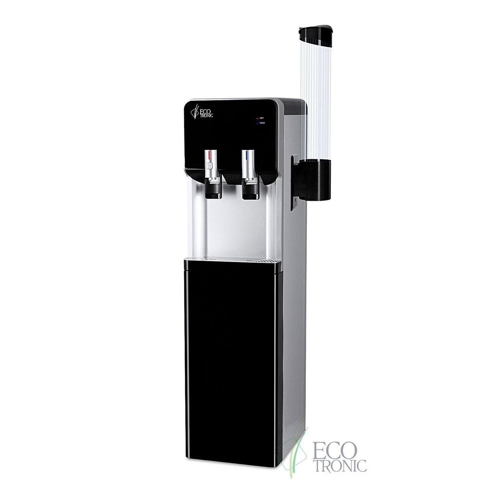 Пурифайер для воды ECOTRONIC M40-U4L напольный, НАГРЕВ/ОХЛАЖДЕНИЕ КОМПРЕССОРНОЕ, 2 крана, черный