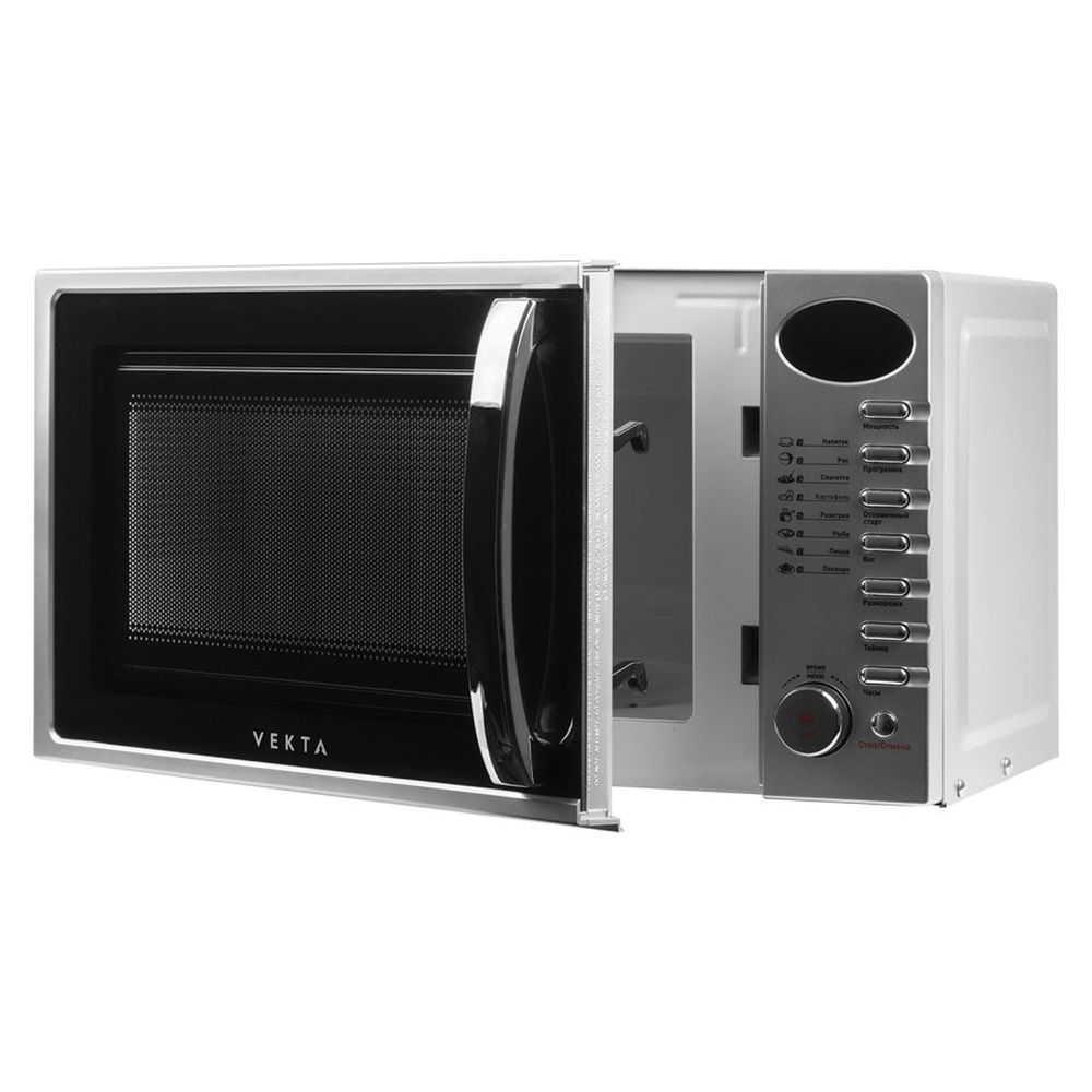 Микроволновая печь VEKTA TS720ATS, объем 20 л, мощнось 700 Вт, электронное управление, таймер, серебро