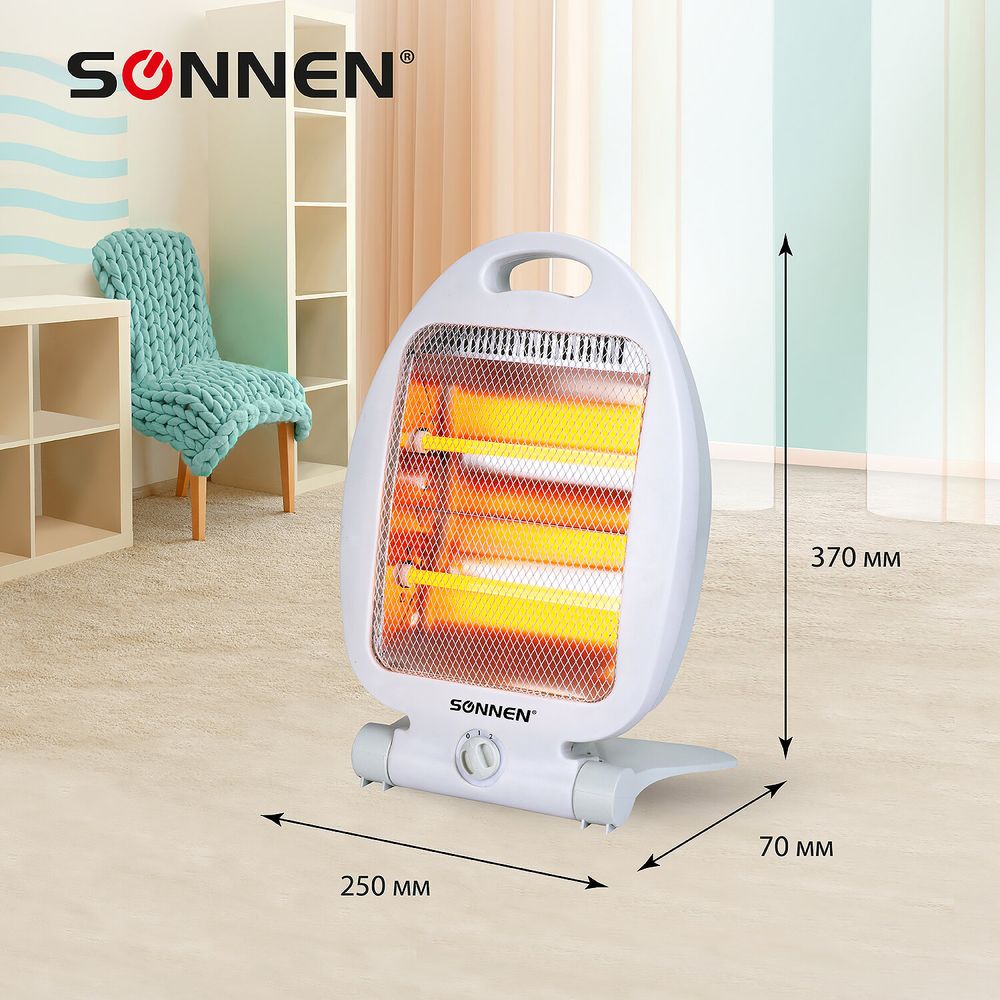 Обогреватель инфракрасный SONNEN RH06, 800 Вт, 2 режима работы, напольная установка, белый