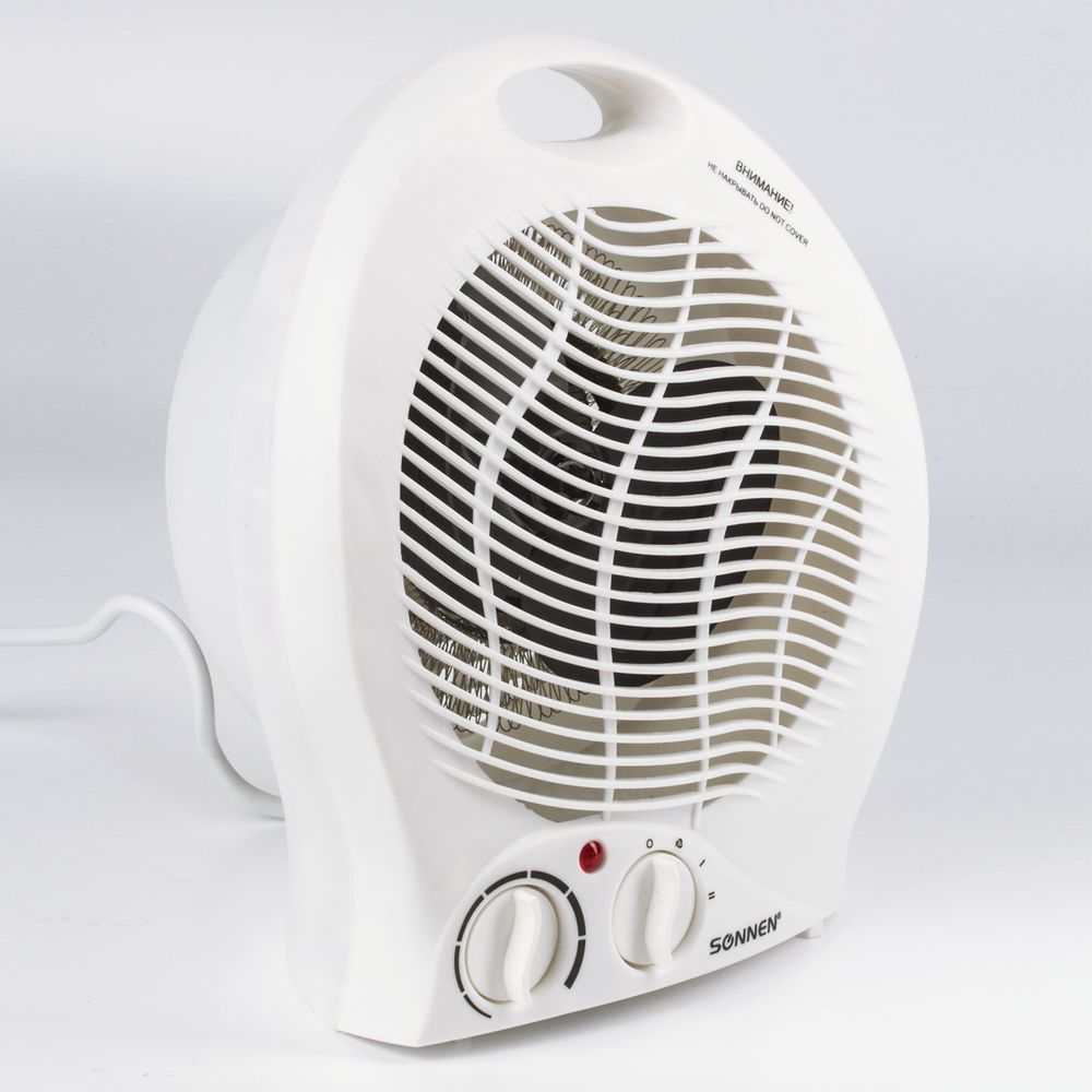 Тепловентилятор SONNEN F-200, 1000/2000 Вт, 2 режима работы, белый