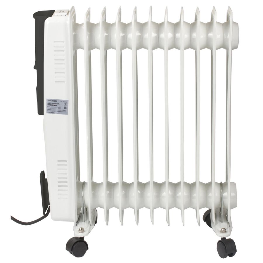 Обогреватель масляный SONNEN DFS-11, 2500 Вт, 11 секций, белый