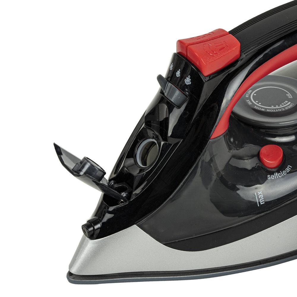 Утюг SONNEN SI-588, 2200 Вт, керамическое покрытие, паровой удар, черный/красный