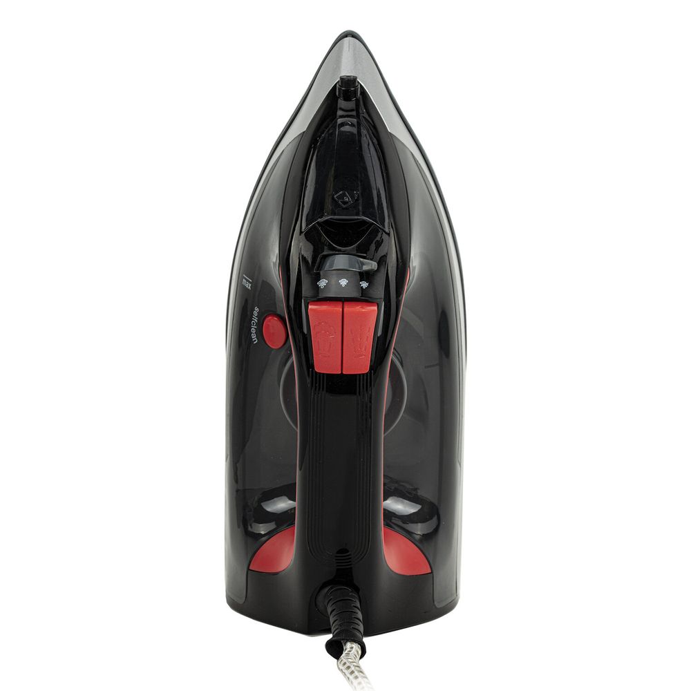 Утюг SONNEN SI-588, 2200 Вт, керамическое покрытие, паровой удар, черный/красный