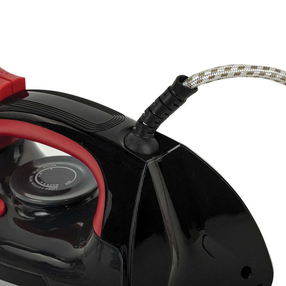 Утюг SONNEN SI-588, 2200 Вт, керамическое покрытие, паровой удар, черный/красный