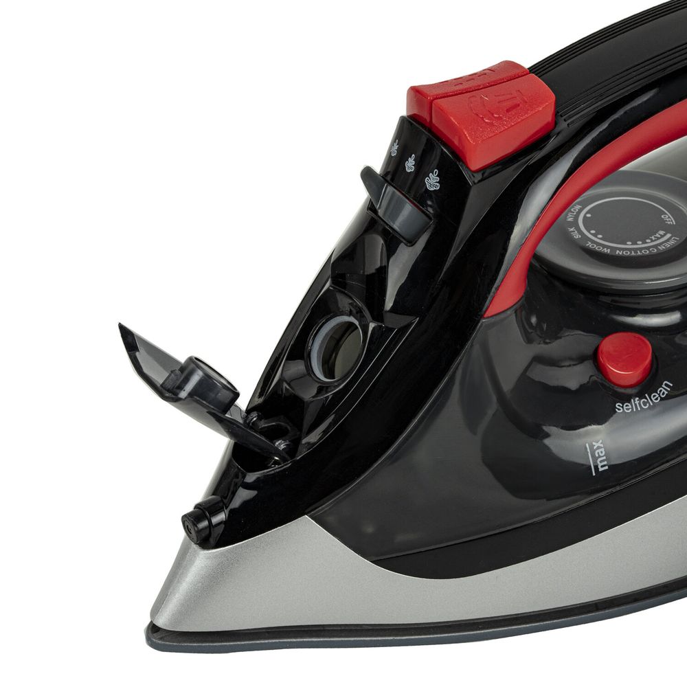 Утюг SONNEN SI-588, 2200 Вт, керамическое покрытие, паровой удар, черный/красный